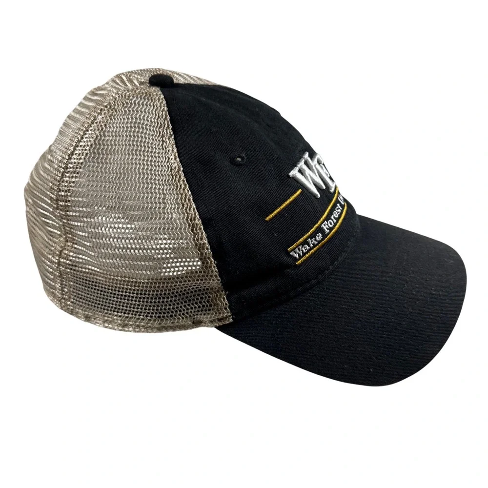 The Game Wake Forest University Trucker Hat Mens OSFM Black Tan Excellent Mesh